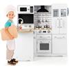 COSTWAY Cucina Giocattolo per Bambini, Cucina per Bambini in Legno con Lavello, Fornelli, Cappa, Telefono, Frigorifero, Lavatrice e Utensili da Cucina, 3 Anni+, Bianco