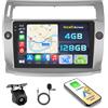 Hikity 4+128G Android 15 Autoradio per Citroën C4 2004-2009/C-QUATRE 2008-2011 con 9 Pollic Incell Schermo Tattile Supporto Wireless Carplay Android Auto,BT/GPS/WiFi/FM/RDS+Retrocamera+MIC