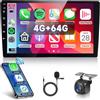 Hodozzy 4G+64G Android 2 Din 10,1 Pollici Touch Screen Autoradio con Navigazione GPS Bluetooth Radio Wireless Carplay Android Auto, Stereo 2 Din WiFi Mirror Link FM/RDS EQ/USB/SWC+ Telecamera