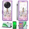 Kinetijy Custodia Comaptibile per Nubia Z50S PRO Case Custodia Cover Supporto Premium in PU[con Pellicola Protettiva HD con durezza 9H] [Blocco RFID][Paillettes Dorate + Brillanti] LPT-HJS