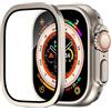 FFHDJL Pellicola protettiva in vetro temperato per Apple Watch Ultra 2, 49 mm, antigraffio, HD, pellicola completa in metallo, per iWatch Ultra 49 mm (oro titanio)