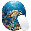 Velluxion Tappetino per mouse con tartaruga, 15,7 x 20,5 cm, design acquatico e carino, tappetino per mouse ovale portatile con base antiscivolo, per computer portatile, tartaruga marina