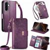 FERLAN Cover per Samsung Galaxy A25 5G, Fiori Custodia a Libro Portafoglio Antiurto in Pelle PU Flip Case Interna Silicone con Porta Carte, Supporto, Chiusura Magnetica e Cinturino, Viola