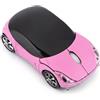 Zunate Mouse Wireless, Simpatico Mouse per Computer 2.4G per Auto con Ricevitore USB, Sensore Ottico 1600 DPI, 3 Pulsanti per PC Portatile (PINK)