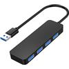 Balabaxer Hub splitter USB 3.0 a 4 porte, adatto per computer portatili (Windows/Linux), PC, Xbox, unità flash, hard disk, console e stampanti.