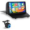 LORPHEIR Radio Android per Ford Fiesta 2009-2017: 2GB+64GB Schermo Tattile IPS 9 Pollici 1280x720P con Wireless CarPlay Android Auto, GPS, WiFi, Bluetooth 5.0, Schermo Diviso + Telecamera di Retromarcia