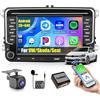 Ohradio 2G+64G per VW Golf Polo Tiguan Touran Caddy Passat Seat Autoradio Android 15 con Wireless CarPlay Android Auto GPS Radio FM/RDS WiFi con Tipo-C Ricarica Rapida+Retrocamera+MIC - 2DIN 7 Pollici