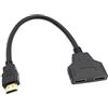 JZK 30 cm Cavo adattatore splitter HDMI 1 a 2 vie, 1 in 2 uscite, cavo di prolunga HDMI maschio a doppia femmina 1080P per monitor HDTV HD, LED, LCD e proiettori