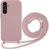 FERLAN Cover compatibile con Samsung Galaxy A05S,Custodia con Laccio Collana Tracolla Collo Liquido Silicone Antiurto TPU Antiurto AntiGraffio Protettiva Case,Rosa sabbia