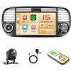 Ohradio 4+64GB Android 15 Autoradio per Fiat 500 2007-2015 con 7 Pollic Incell Schermo Tattile Supporto Wireless Carplay Android Auto,BT/GPS/WiFi/SWC+Retrocamera+MIC