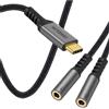 GERETIN USB-C a 3.5 mm Adattatore Audio Y Splitter per Cuffie USB-C Jack per Due Auricolari Compatibile con iPhone 17/16/15 Pro Max Plus, iPad Pro, Samsung Galaxy S25/24, Pixel 8/7/6 Pro/5 e altri