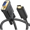 BolAAzuL Cavo USB C a VGA da 1 m, in nylon, USB tipo C/Thunderbolt 3 a VGA, compatibile con MacBook Pro 2019/2018/2017, Samsung Galaxy S9/S8, Surface Book 2, Dell XPS 13/15, Pixel