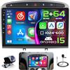 Hikity 2G+64G Autoradio Android 15 per Peugeot 308/408 2007-2015 con 9 Pollici Toucshcreen, Stereo 2 DIN con Wireless Carplay Android Auto Radio FM/RDS BT GPS WiFi + Retrocamera + MIC