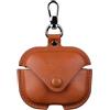 CasurvivePro Custodia per telefono in pelle PU aziendale per Airpods 4 - Design in pelle anticaduta, retrò, marrone chiaro