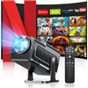 YEEFON Mini Proiettore, New Upgraded, Supporto 4k Videoproiettore con WiFi 6 BT5.4, Portatile Proiettore con Messa Fuoco Automatica, 180° Rotation, Correzione Trapezoidale Automatica, TV Stick/HDMI, Nero