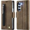 Teeirllim Custodia per Samsung Galaxy Z Fold 6, Blocco RFID PU Pelle Portafoglio Flip Case, Carta Fessura, Funzione Supporto, Antiurto Case Cover per Samsung Galaxy Z Fold 6 - Marrone