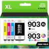 Glliter Cartucce 903XL per HP 903 XL compatibili con Officejet 6950 per Officejet Pro 6970 6960 6974 (nero, ciano, magenta, giallo, confezione da 4)