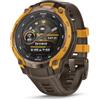 Garmin Instinct Crossover AMOLED, robusto smartwatch ibrido GPS con lancette analogiche e display AMOLED luminoso, bronzo/sunburst con cinturino in silicone cacao