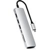 SATECHI Hub USB C 7 in 1 Slim Classic Adattatore Multiporta con Ethernet, PD 60W, HDMI 4K@60Hz, 2x Porte USB-A Dati 5Gbps e SD/microSD per MacBook Air/Pro/Neo, PC Portatile - Argento