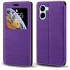 Shantime Custodia in pelle con finestra per OPPO A6X 4G CPH2819 - Viola | 6.75 Elegante cover magnetica invisibile con finestra trasparente, fessura per carte e supporto