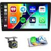 Hikity Autoradio 1 din con 9 Pollic Schermo Tattil, Radio 1 din con Wireless Carplay Android Auto Riproduzione Video Online Uscita Video Radio FM Bluetooth SWC Touch Screen Telecamera + MIC