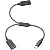 Maixbomr Cavo sdoppiatore USB 3,5 m, da USB tipo C maschio a doppia USB A femmina, adattatore splitter a Y, 1 in 2 uscite, alimentazione e dati con funzione OTG, chip intelligente, per smartphone, laptop, auto