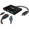 Energizer HC303CV - Hub USB 3 in 1 - da USB-C a USB-A 3.0 + HDMI + USB - C - 5 Porte - Plug & Play - 12 cm - Sincronizzazione Ultra Rapida - Nero