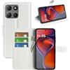 JIUNINE Cover a Libro per Motorola Moto G17 / G17 Power / G15, Bianco