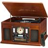 Victrola Navigator - Giradischi Bluetooth 8-in-1 con CD, cassette, radio FM, USB, altoparlanti integrati, uscita RCA e jack cuffie, streaming wireless (Mogano