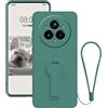 Anlalish Compatibile con Custodia Realme 14 Pro Plus con supporto ad anello, in silicone, custodia per Realme 14 Pro Plus 5G con corda a 360 gradi, custodie per evitare la perdita antiurto (verde
