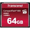 Transcend Scheda CompactFlash 800 da 64 GB, fino a 120/60 MB/s, supporta la modalità Ultra DMA 7 ad alta velocità, ideale per video Full HD e 3D - TS64GCF800
