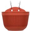 Feeshoppher Set di 2 fioriere semicircolari in plastica da appendere alla parete, per interni ed esterni, da giardino, con design salvaspazio e fori di drenaggio, colori assortiti (rosso)
