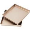SOUJAP 2 teglie quadrate da 28,5 x 28,5 x 3,6 cm, in acciaio al carbonio, con rivestimento antiaderente, per pane, torte, dessert, 28,5 x 28,5 x 3,6 cm, oro