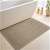 Dolic Tappetini da Bagno con Fondo in Gomma Antiscivolo, Tappetini da Bagno Assorbenti, Tappeti Ultra Sottili a Peluche Basso che Si Inseriscono Sotto la Porta (Beige, 40 x 60 cm)