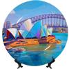 XHMKGGYBZ Pennarello Sydney Opera House 4 dimensioni eleganti piatti decorativi in porcellana Bone China da appendere alla parete e da tavolo, decorazione per casa e ufficio con supporto, ganci