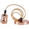 Hsthe Sea Lampada a sospensione con anello a vite, portalampada E27 con cavo portalampada in alluminio vintage retro portalampada, cavo in tessuto da 100 cm, regolabile in altezza, dorato
