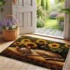 Generic Zerbino con gatto e girasole, zerbino giallo floreale per ingresso primaverile interno ed esterno, accogliente decorativo, in gomma, impermeabile, antiscivolo, assorbe la polvere, facile da pulire, 73