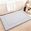 LUMI Tappetino Bagno Morbido Antiscivolo, Tappeto Bagno in Microfibra Super Assorbente, Lavabile in Lavatrice, Asciugatura Rapida, Tappeto Doccia Soffice per Vasca e Bagno, Bianco, 40x60 cm