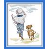 Leczany Kit Punto a Croce 11CT Tessuto Stampato 27x35cm Kit Ricamo Fai da te Ingresso emplice - Stampa Per Ragazze Artigianato Articoli DMC Ricamo - Un ragazzo e il suo cane