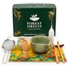 FOREST ORIGIN Kit Tè Matcha con Frusta Elettrico Schiuma e Set Completo Accessori Tradizionali Ciotola Ceramica Setaccio Bambù Preparazione Rituale Autentico Iniziazione Set di 11 Pezzi Regalo Premium