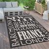 Paco Home Tappeto Cucina Da Esterno Salotto Moderno Balcone Terrazo Moderno Motivo Astratto Letteratura, Dimensione:160x220 cm, Colore:Antracite