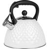 KARL HAUSMANN Bollitore Acqua per Induzione - 3L - Bianco Bollitore Acciaio Inox non elettrico - Teiera Fischio per Gas da Fornello - Tea Kettle Stove Induction