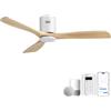 Sofucor Smart Ventilatore da Soffitto con Alexa/App, Legno Massello | 132cm, WiFi, Telecomando, Timer, 6 Velocità, DC, Silenzioso , per Soggiorno Camera
