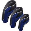 Andux Golf Club 460cc Driver Fairway Wood Head Covers con Hook & Loop Set di 3 (Nero/Blu)