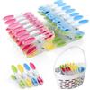 AiQInu 40 Pezzi Mollette per Bucato con Cestino, Plastica Clothes Pegs con Silicone Antiscivolo, Molletta Multicolore Non Lascia Segni per Biancheria Intima Pantaloni T Shirts Calze