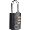 Yale Lucchetto in alluminio a combinazione YE3CB/28/126/1/BK nero, corpo 28mm, arco in acciaio, combinazione a 3 cifre
