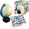 BUKI France - Globo Terrestre 20 cm per Bambini - Scoperta Paese, Città, Oceani e Fiumi - Base Nero Opaco - Istruzioni illustrate con 130 Foto - Educativo da 6 Anni