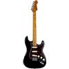 Jet Guitars JS300 BK Strat Chitarra, corpo in tiglio massiccio, manico in acero tostato a 22 tasti, pickup in ceramica, tremolo tradizionale