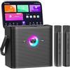 Ikarao Shell S3 Karaoke con Microfono Portatile, Display Testi 7, 2 Microfoni Wireless, Cassa Bluetooth 80W, Wi‑Fi, HDMI per TV, EQ e Luci LED