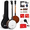 Vangoa Kit per banjo a 5 corde, 96,5 cm, in nylon, risonatore Sapele chiuso/aperto, testa Pro Remo, kit starter con custodia, supporto da parete, accordatore, per principianti, adulti, professionisti,